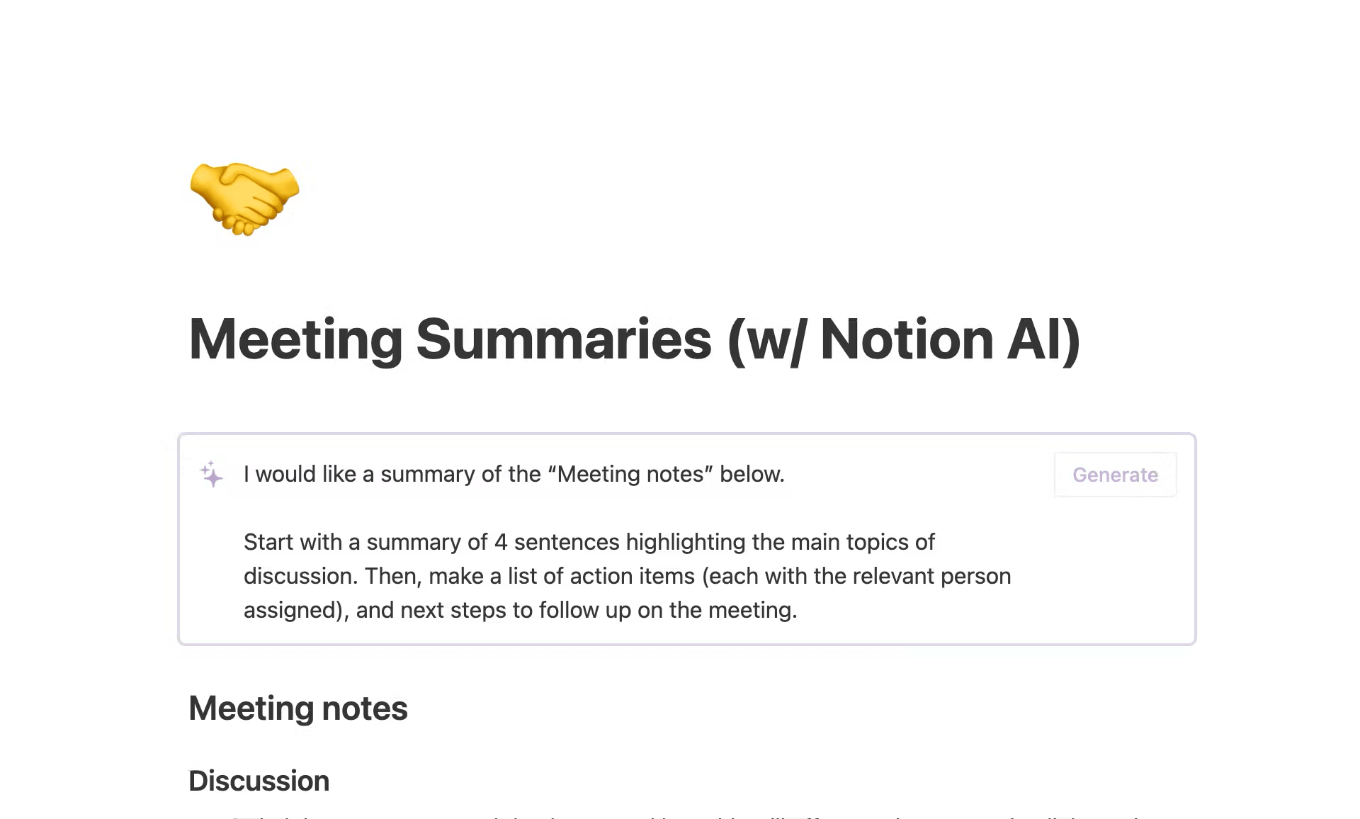 Meeting summaries template